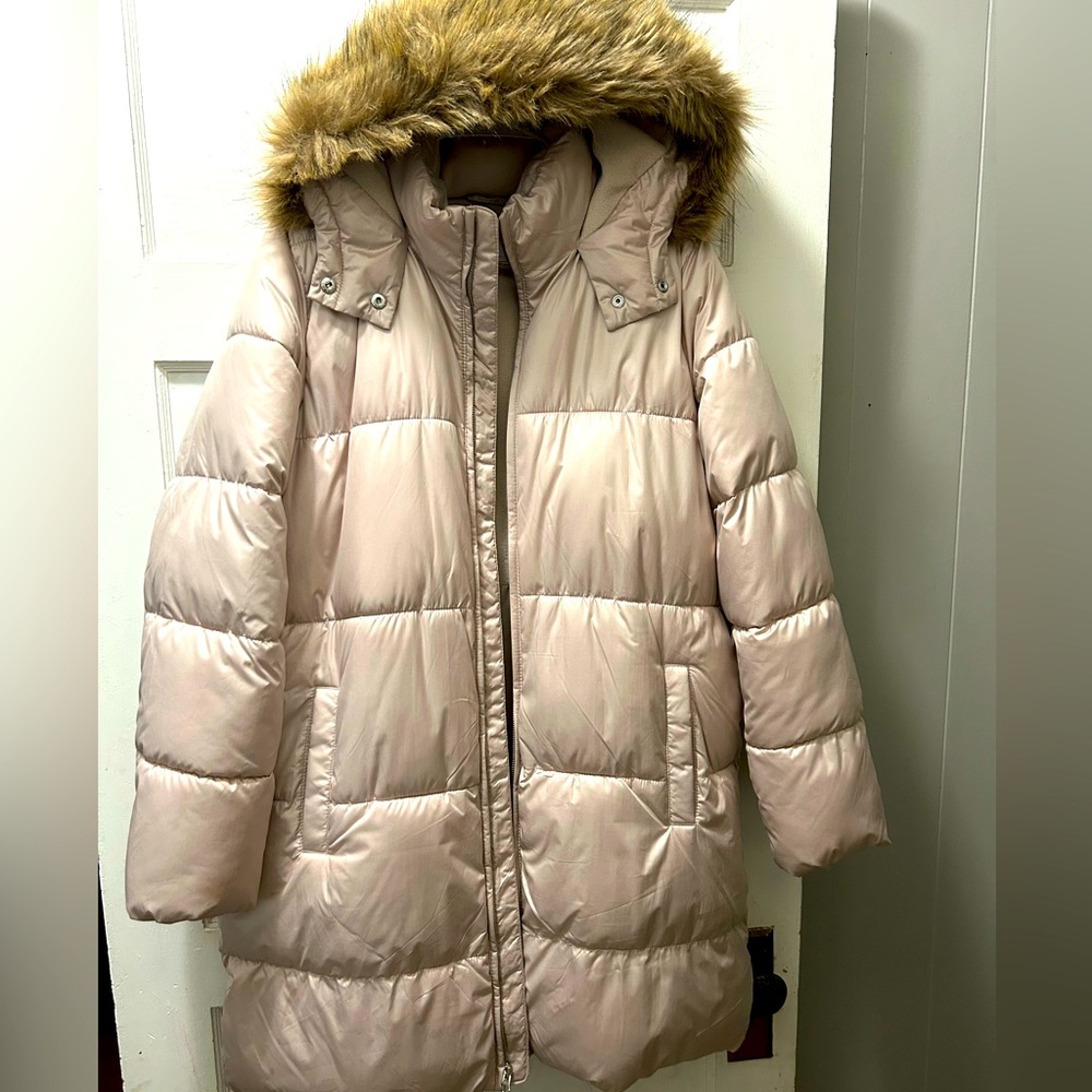 New Old Navy long puffy jacket with hood size large 12/14